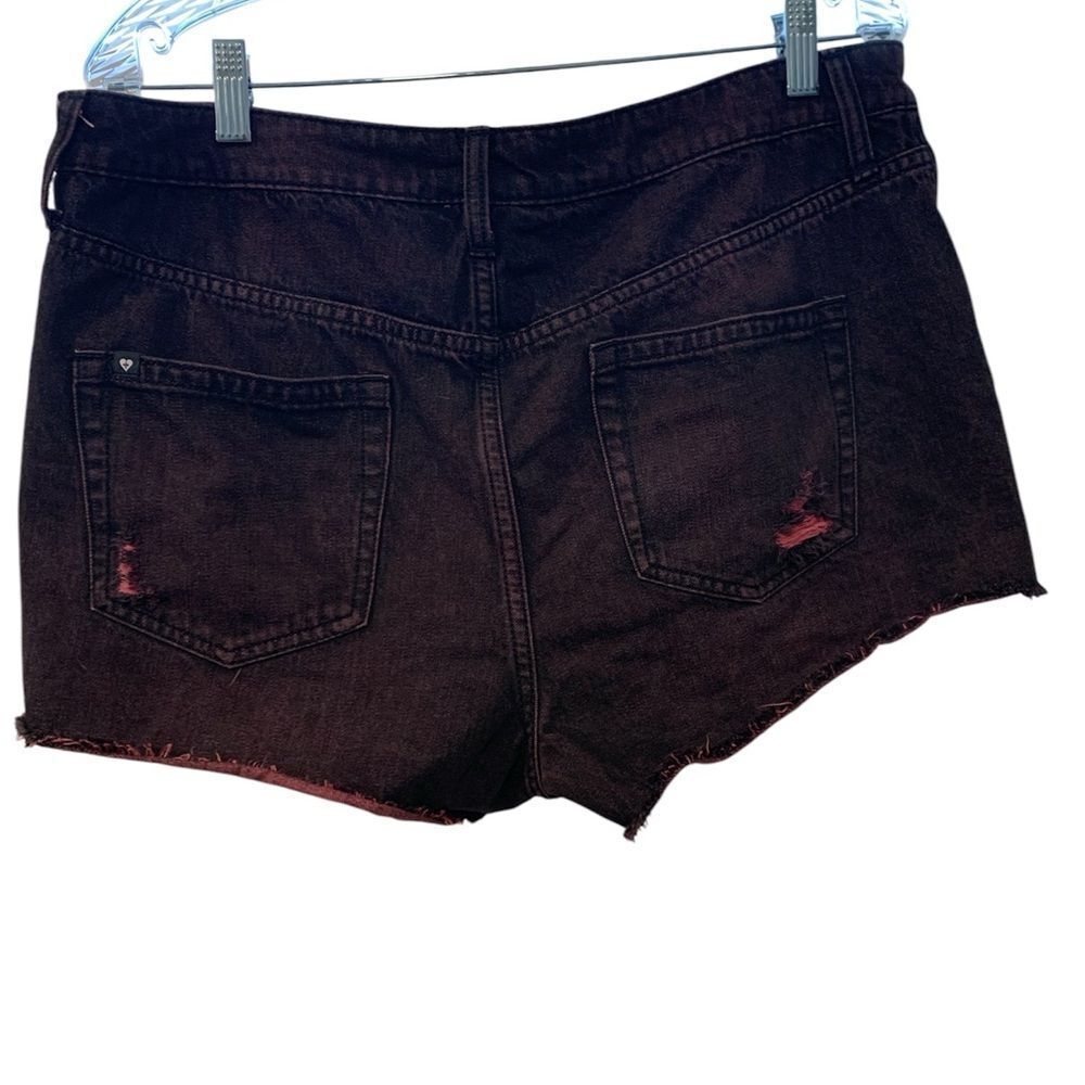 Blackheart Black Jean Shorts Distressed Frayed Hem - Picture 2 of 12